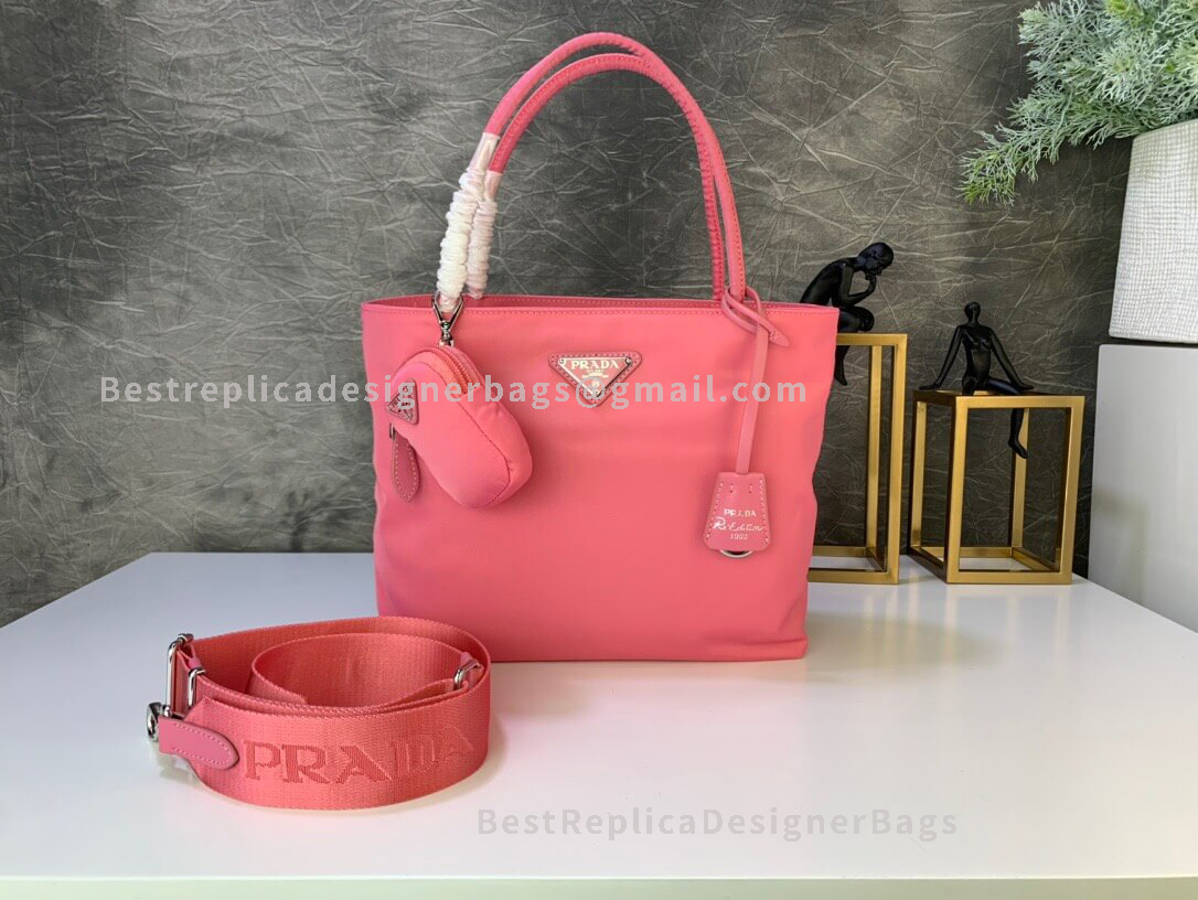 Prada Re-Edition 1992 Pink Fabric Multifunction Handbag SHW 320
